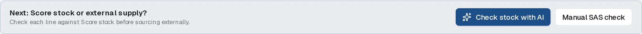 Next step bar suggesting a stock check